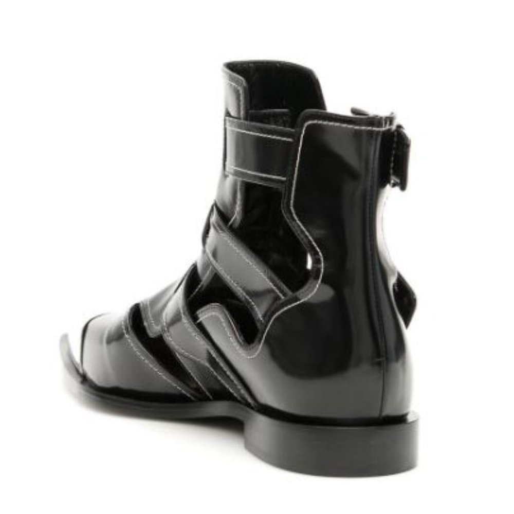 Alexander Mcqueen black leather cage ankle boots with pointy toe - Picture 13 of 15